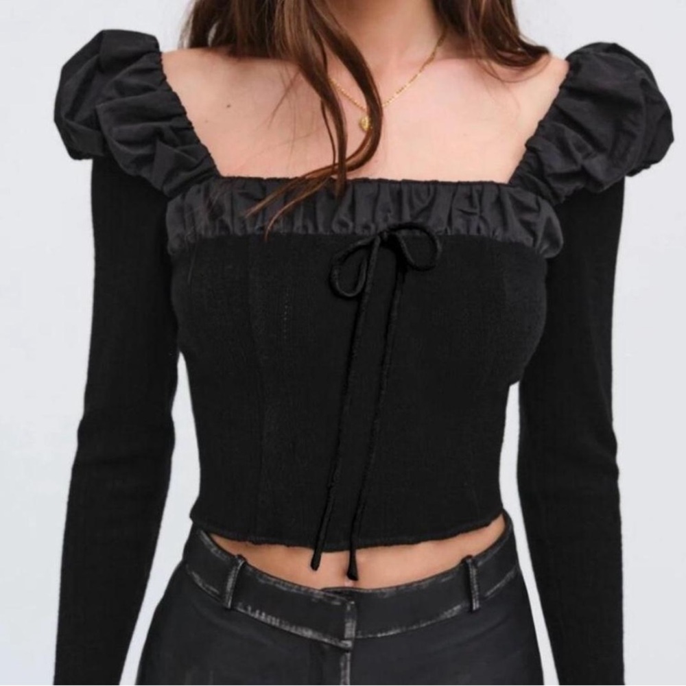 For love and lemons pointelle knit princess crop top